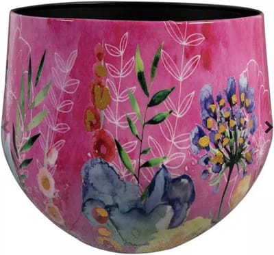 TS Collection - Bloempot Fiesta fuchsia - 33x28 - Metaal & Epoxy - Exclusieve woonitems voor binnen - Handgemaakt - Unieke print - Designed by Lammie