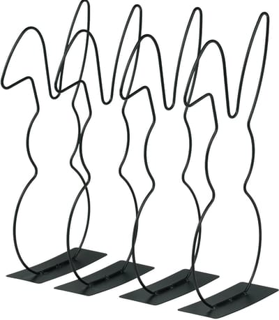 Decoratief konijntje zwart metalen standaard Pasen 30cm 4 st, 4 Stück