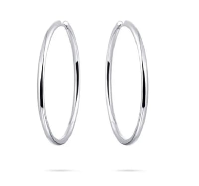 Schitterende Zilveren Oorringen 40 mm. Klap Sluiting