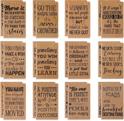 Inspirerende Notepads Mini - 24 Stuks, Motiverende Pocket Journals voor School, Kantoor, en Reizen