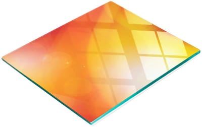 Decoratieve glazen snijplank voor in de keuken met oranje achtergrond, 60x52 cm