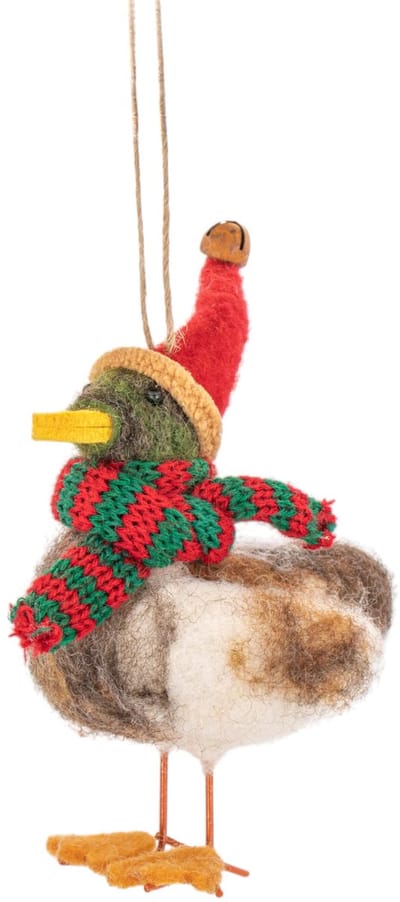 Eend met kerstmuts vilten kersthanger - Sass & Belle