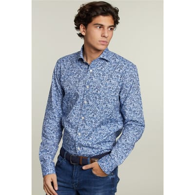 River Woods Custom Fit Fantasy Shirt Blue Size: S | Casual Shirts Outlet | Heren | Blauw