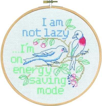 Borduurpakket I am not lazy - niet lui van Permin 92-9717 incl borduurring