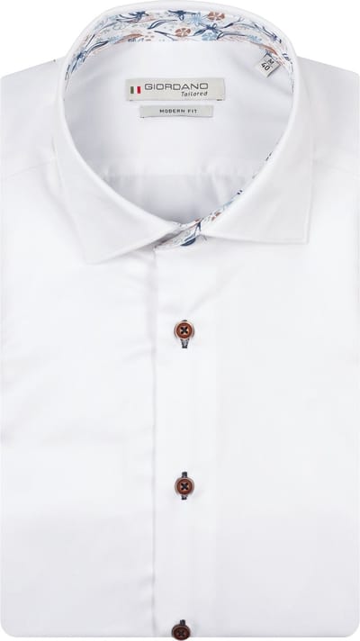 Giordano - Locarno – Heren – Semi Cutaway - Overhemd – Wit – 617864-10