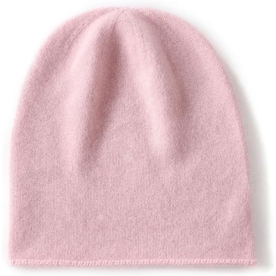 2024 Winter Unisex 100 Kasjmier Hoeden Buiten Casual Warm Houden Effen Kleuren Gebreide Kasjmier Muts Dames /Heren Beschermende Mutsen One Size roze
