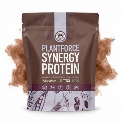 Plantforce Synergy Vegan Eiwitpoeder Chocolade - Plantaardige Proteïne Shake - 800 g - Compleet Aminozurenprofiel - Erwt, Rijst & Pompoenpit