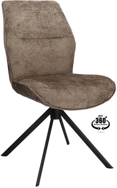Icon Living - Stoel Lux - Stof Movie Taupe - Leg Black 360° Return-System