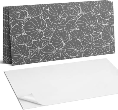 Coloray Plaktegels - Bladeren in een delicaat patroon Wandtegel Zelfklevend - 60 cm x 30 cm - Grijs Plaktegels - 6 stuks - Rechthoek PVC Tegels - Plaktegels Keuken - Zelfklevende Vloertegels Badkamer - Vinyl Tegels - Zelfklevende Wandtegels