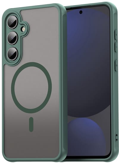 MobyDefend Hoesje - Geschikt voor Samsung Galaxy S24 FE - Case Geschikt voor MagSafe - Mat Transparant Met Gekleurde Rand - Groen