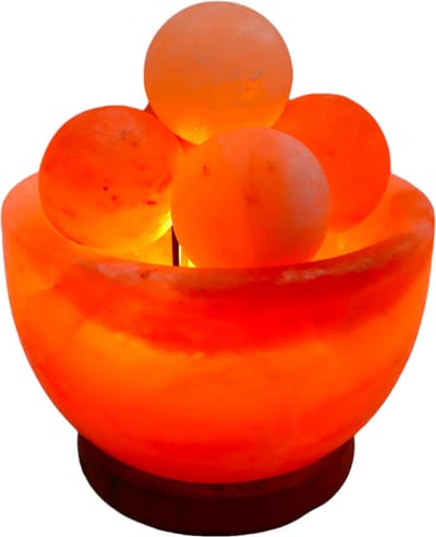 Zoutlamp – Himalayazout Vuurkom met Ballen – Tafellamp / Sfeerlamp – 20 cm – 3 kg