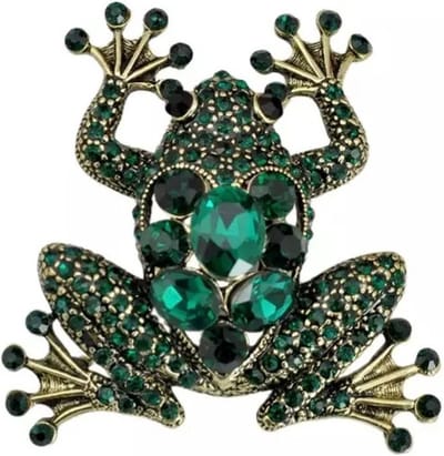 Zelto-Groen- Kikker- Broche-Broche Boetiek-Goudkleur