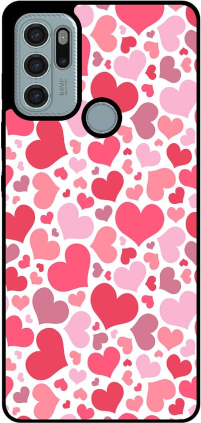 Smartphonica Telefoonhoesje Geschikt voor Motorola Moto G60s met Hartjes Print - Hearts Design TPU Backcover Case - Kinder Hoesje met Hartjes Design geschikt voor Motorola Moto G60s
