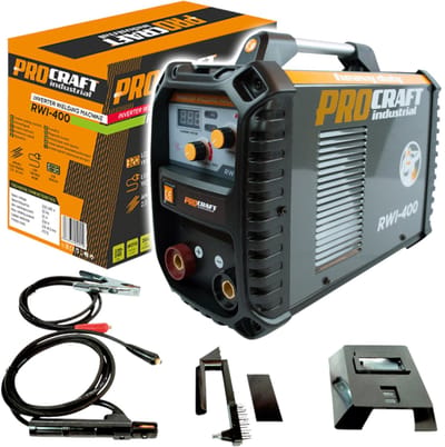 Procraft Industrial RWI-400 inverterlasapparaat 7 kW 20 - 200 A MMA + lasbeschermingsschild + staalborstel + overige accessoires