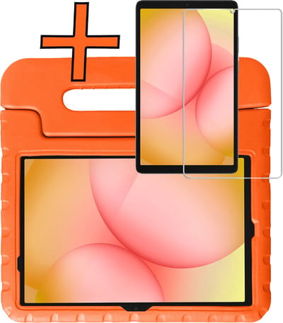 Hoesje - Geschikt voor Samsung Galaxy Tab A11 Plus - Met Screenprotector - Kinderhoes Shockproof Bumper - Kidsproof Case - Tablet Hoes - Kinder Hoes Cover - Oranje