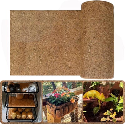Natuurlijke Kokosvezel Plantentapijt Rol 40.6 x 203 cm, Ideaal voor Bloembakken, Terrarium Bodembedekking en Tuin Decoratie, Dierlijke Ondergrond