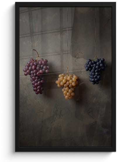Poster in lijst - Fotolijst 40x60 cm - Posters - Druiven - Kleurrijk - Muur - Posterlijst zwart - Decoratie - Wanddecoratie woonkamer - Muurdecoratie slaapkamer