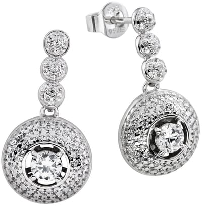 Diamonfire - Zilveren oorhangers Pave - Zirkonia - Rond