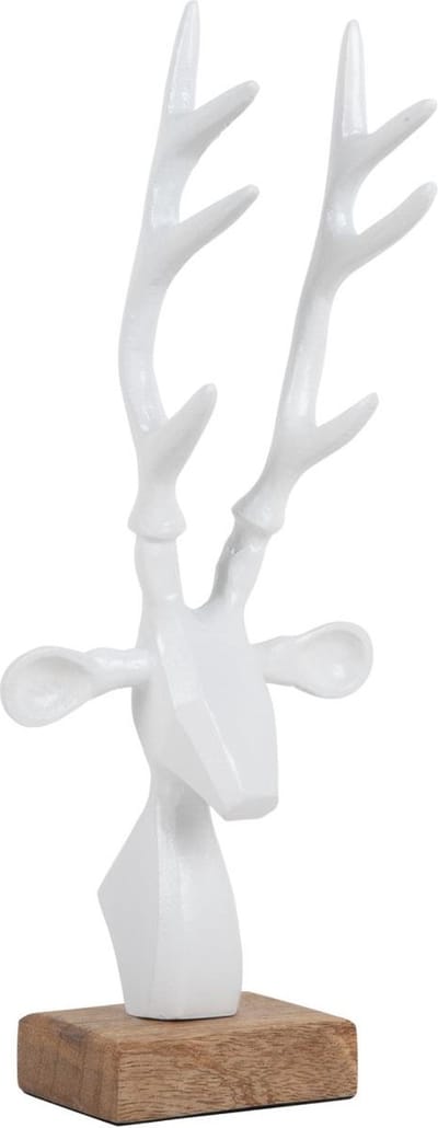 Present Time Ornament Reindeer Head - Wit - 14.5x6.5x34cm - Scandinavisch - Aluminium