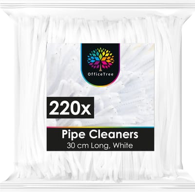 OfficeTree Pijpenragers 220-delig Wit - Chenille Draad 30 cm - Knutselset voor Kinderen - Knutselpakket voor DIY en Decoratie