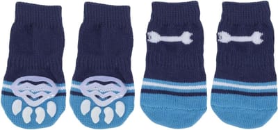 Antislip Hondensokken met Botpatroon, Bescherming voor Pootjes en Grip, 4 Stuks voor Honden en Katten, Maat Medium, Ideaal voor Binnengebruik en Voorkomt Uitglijden
