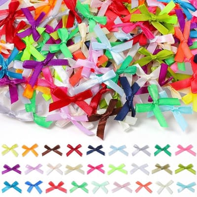 SnelShoppen - Mini Gift Bows 200 Stuks, 4x3.5x0.8cm, Mixed Kleuren, Satin Ribbon, Prefabricated, Hoogwaardige DIY Strikjes voor Feest, Decoratie, Cade