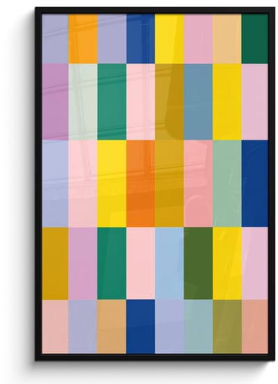 Poster in lijst - Fotolijst 80x120 cm - Posters - Stroken - Blauw - Patroon - Abstract - Posterlijst zwart - Decoratie - Wanddecoratie woonkamer - Muurdecoratie slaapkamer