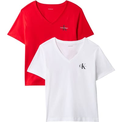 Calvin Klein 2-pack V-neck T-shirts Aged Redwood W/white Taglia: XS | Maglie Sportivi Outlet | Donna | Marrone