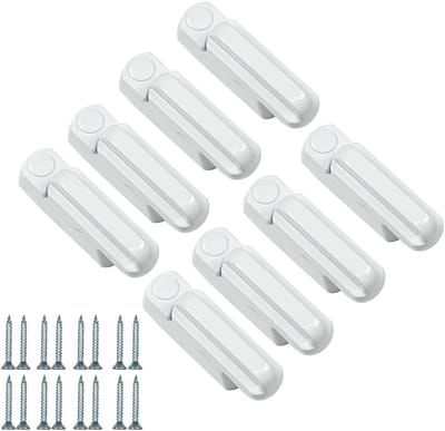 Veiligheidsblokkering voor ramen en deuren - Set van 4/8/12 stuks - Extra beveiliging voor UPVC/PVC - Verstelbare raamvergrendeling
