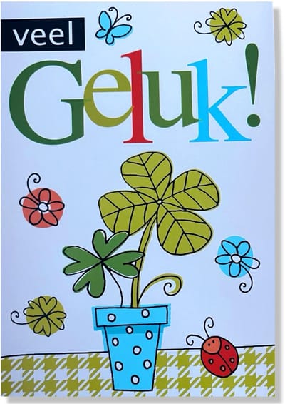 Veel Geluk Wenskaart - 12x17cm - Gevouwen kaart inclusief envelop - Veel Geluk / Succes