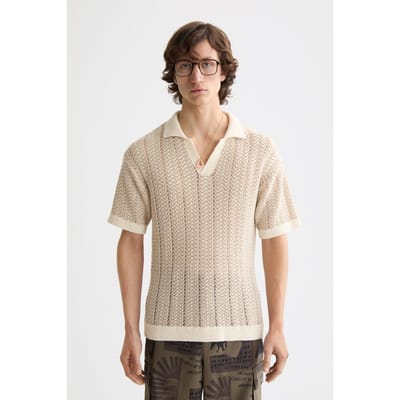 Scotch & Soda Open Structured Knitted V-neck Polo Eggnog Taglia: S | Maglioni a maglia Outlet | Uomo