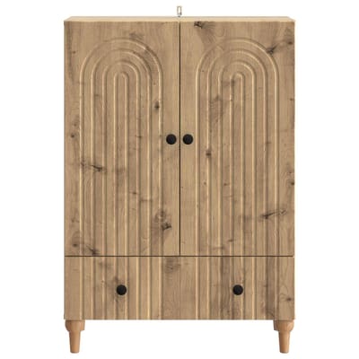 vidaXL - Dressoir - Artisanaal - eiken - 66 - x - 34,5 - x - 95 - cm - Bewerkt - hout