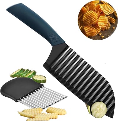 Set van 2 Golf Snijders, Rvs Golf Cutter voor Golfvormige Groenten en Frietjes, Ideaal voor Salades en Creatieve Keukenbewerking
