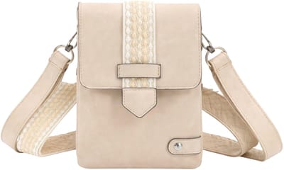 THL Design - Dames schoudertas - Klein tasje - Overslag - telefoontasje - 2 banden - Tas Beige