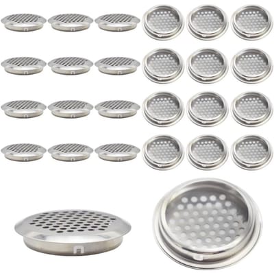 Daity 30-pack - 53 mm ronde soffit-ventilatierooster - roestvrijstalen ventilatieroosters voor kasten