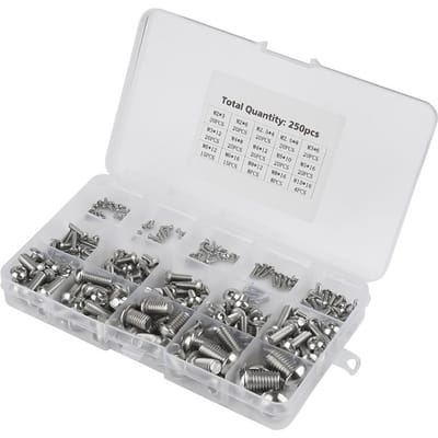 250 stuks M2 M2.5 M3 M4 M5 M6 M8 M10 Machineschroeven Set voor LaptopToetsenbordTelefoonPC (Zeshoek