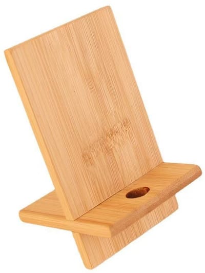 VHV - Telefoonhouder - bamboe telefoonstandaard met oplaadgat - houten houder voor smartphone, tablet, bureau en keuken
