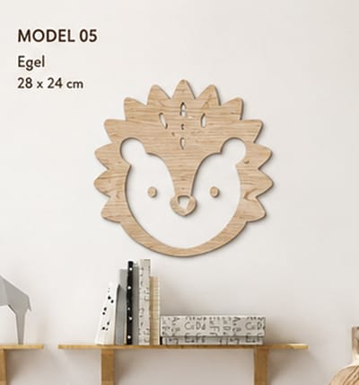 Houten Egel Wanddecoratie Kinderkamer | Bosdieren Muurdecoratie | Scandinavische Houten Decoratie | Natuurlijk Berkenmultiplex | Babykamer | Exclusief Ophangsysteem