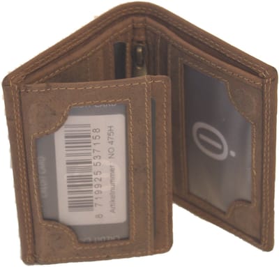 Oi Hunter bruin leren portemonneetje / Klein beursje met magneet sluiting / compact pasjesmapje met 3 zichtvakken en ruimte voor biljetten / RFID SAFE / bruin leer / 475H