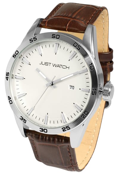 JUST WATCH herenhorloge echt leer datumaanduiding