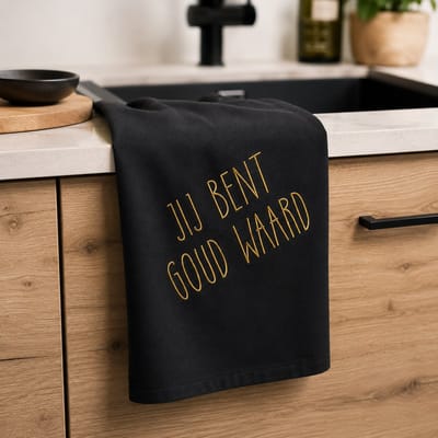 Theedoek met grappige tekst bedrukt cadeau afscheid school bedankt juf juffen kado cadeau presentje super bedanken bedankje einde schooljaar corona juffendag meester meesterdag