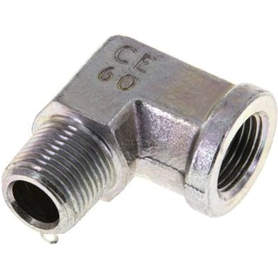 3/8'' NPT x 3/8'' NPT M/F Verzinkt Stalen L-Fitting 90graden 210 Bar - Hydrauliek - FL2E-MF-EZ-038N
