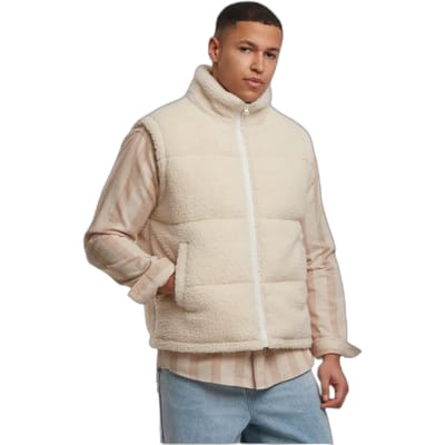 Urban Classics - Basic Teddy Puffer Mouwloos jacket - S - Creme