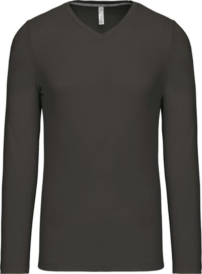 Kariban T-shirt V-hals lange mouwen K358 - Dark Grey - 4XL