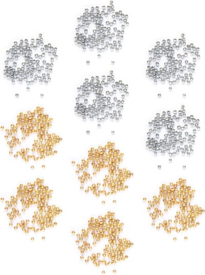 Principessa knijpkralen, van huid VEILIGE metaalsoort, 1000 stuks, goud- en zilverkleurig – 2mm
