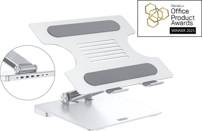 DESQ Laptop - Dockstandaard | USB-C Hub | PD-oplader | Volledig verstelbaar | Plat inklapbaar | USB-C-PD | HDMI | USB 3.0 | Geschikt voor alle USB-C laptops/10-15,6 inch laptops