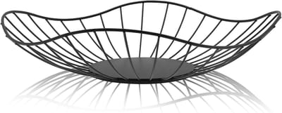 QTTVBTNA -Moderne Ronde Fruitschaal van Metaal – Zwarte Mat Afwerking – Luchtige Fruitmand voor Groente, Fruit & Brood – Decoratieve Opbergmand voor Keuken & Eettafel