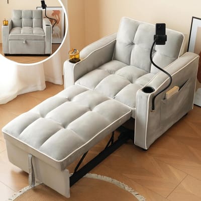 Slaapstoel - Logeerbed Sofa - Kleine Ruimtes - 3-in-1 Functie - 83 x 167 cm - Grijs