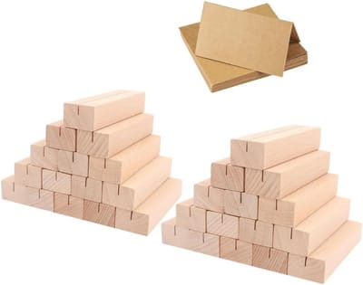 Set van 30 Houten Kaarthouders - Elegant Beukenhout voor Tafelaanduiding, Menu's en Kaartjes