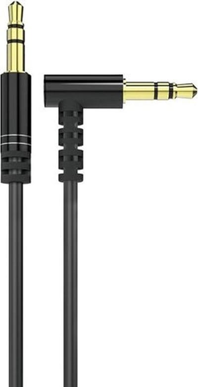 Dudao Rekbare Haakse AUX Mini Jack 3.5mm Veer Krulsnoer 100cm Zwart